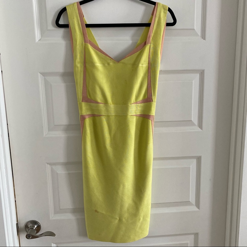 Herve Leger Lime Green Knit Estelle Dress, Size S